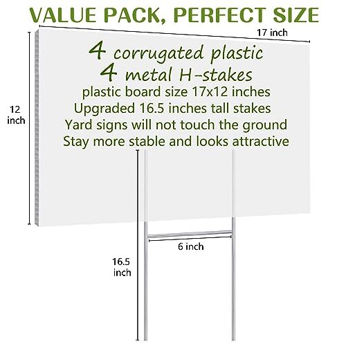 Blank Yard Signs with Stakes Custom Yard Sign 17×12 Inch 4 Pack Corrugated Pl…