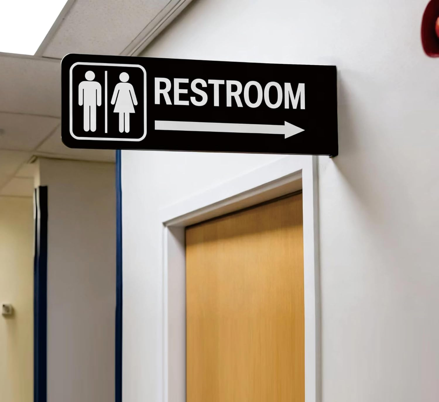 Commercial Double-Sided Restroom Sign – Restroom Sign with Arrow – Wall-Mounted