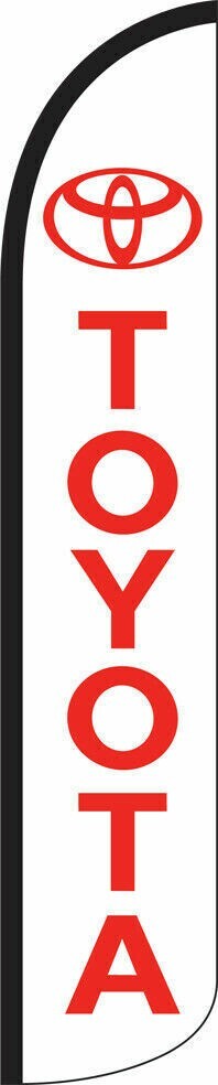 2 Pack Toyota White/Red Windless Full Sleeve Swooper Flag Feather Banner,bx14