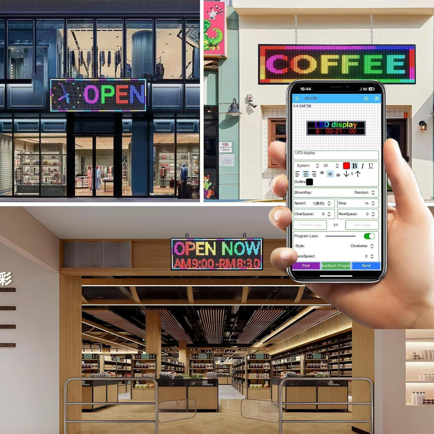 P10 Programmable Outdoor LED Sign, 39X14 Inch Wifi-Controlled Full Color Scrolli