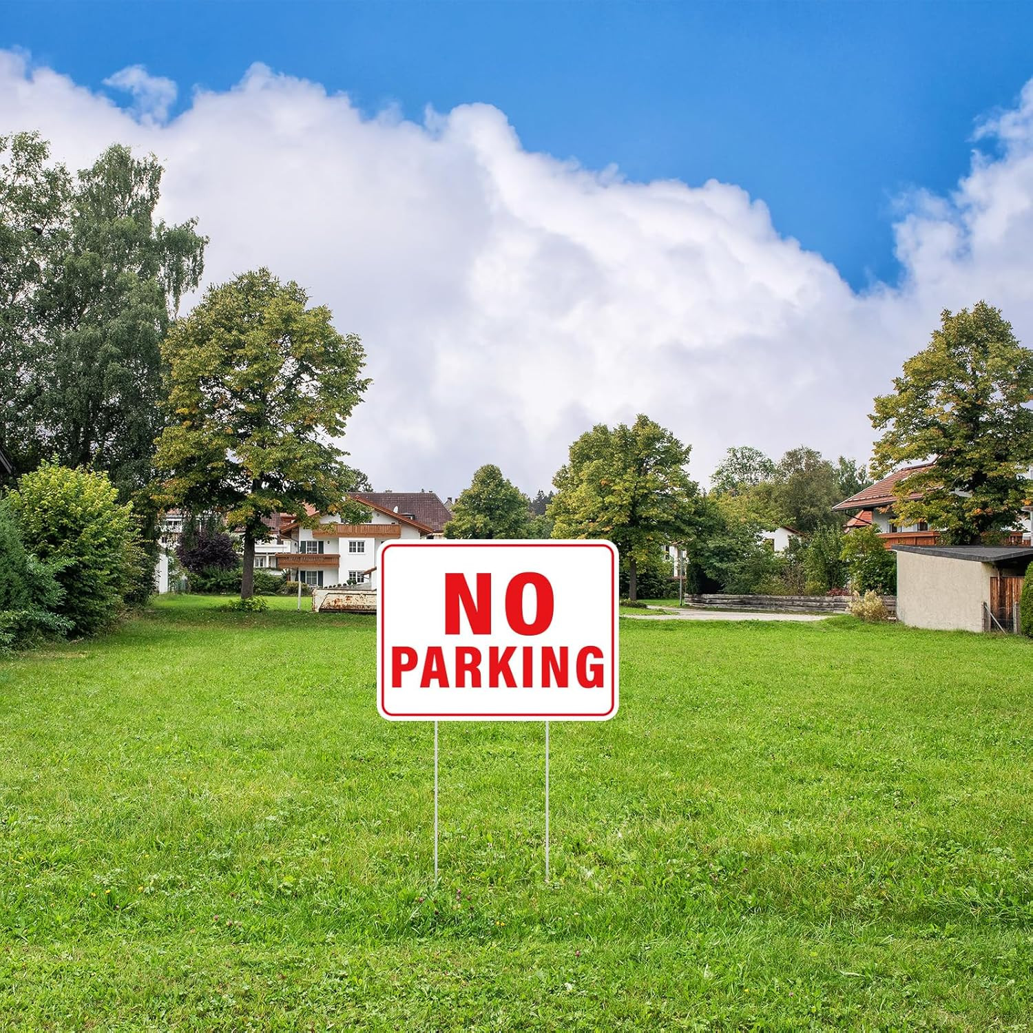 3 PCS No Parking Signs 12 X 9 Inches No Parking Yard Sign with Stake Double Side