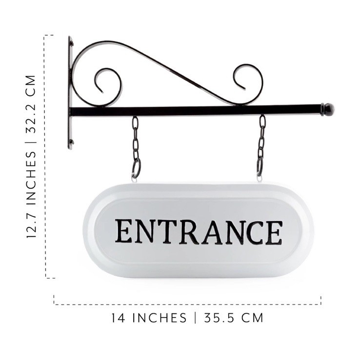 Wall-Mounted Metal Entrance Sign, Enamelware Business Entrance Reception Welcome