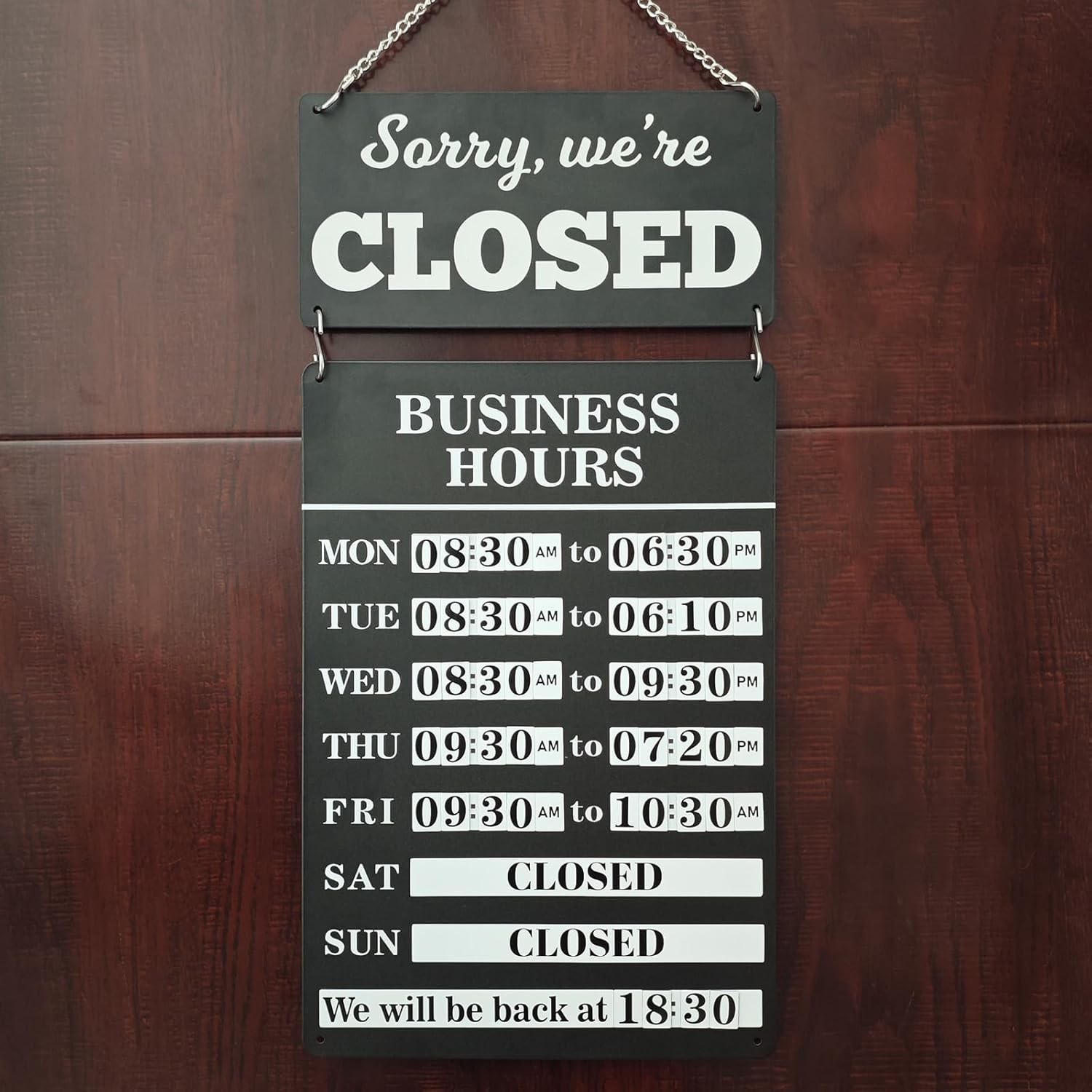 Magnetic Changeable Business Hours Sign with Double Sided 12*8in&8*4in, black