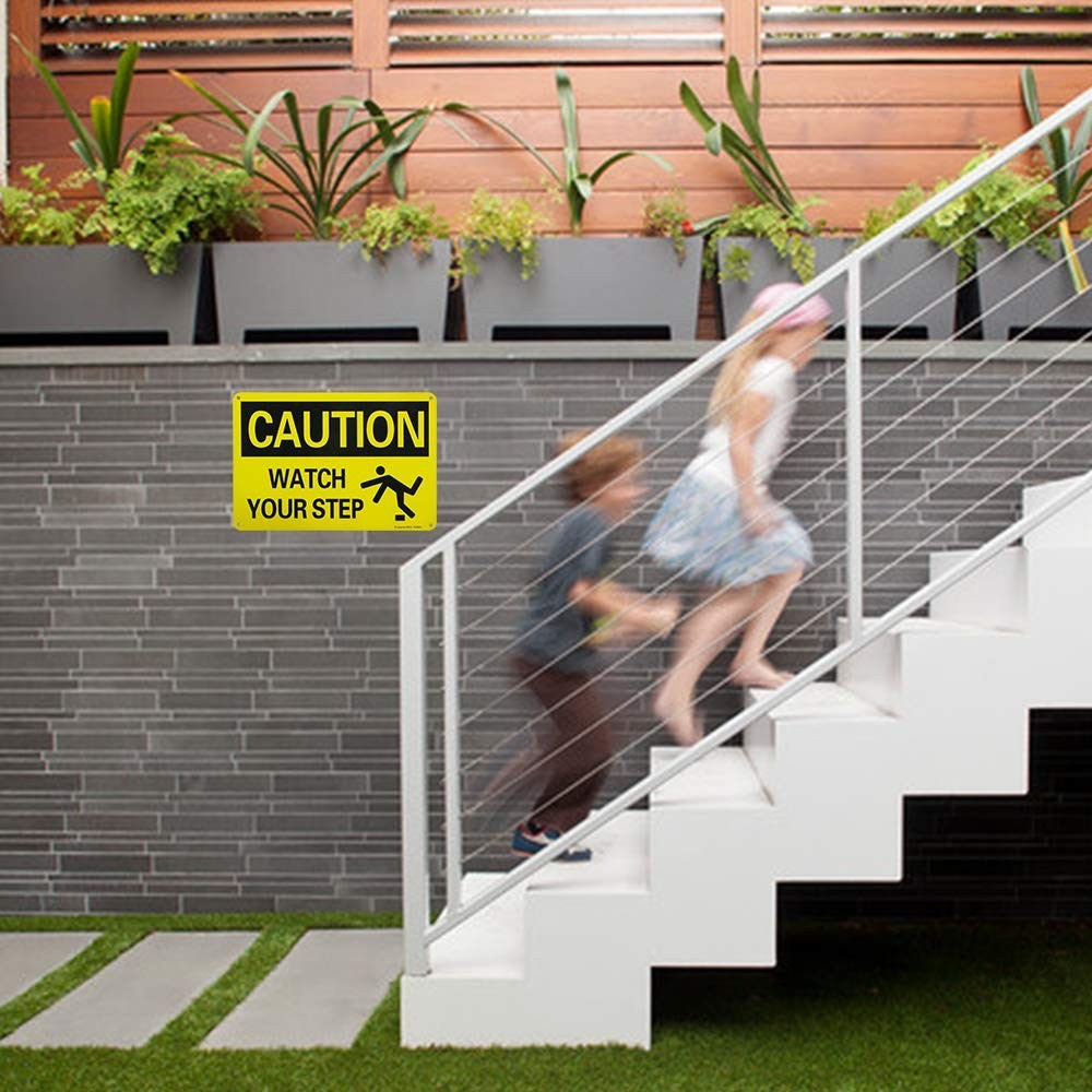 Caution Watch Your Step Sign 10×7 inches Aluminum 2-pack Reflective UV Weathe…