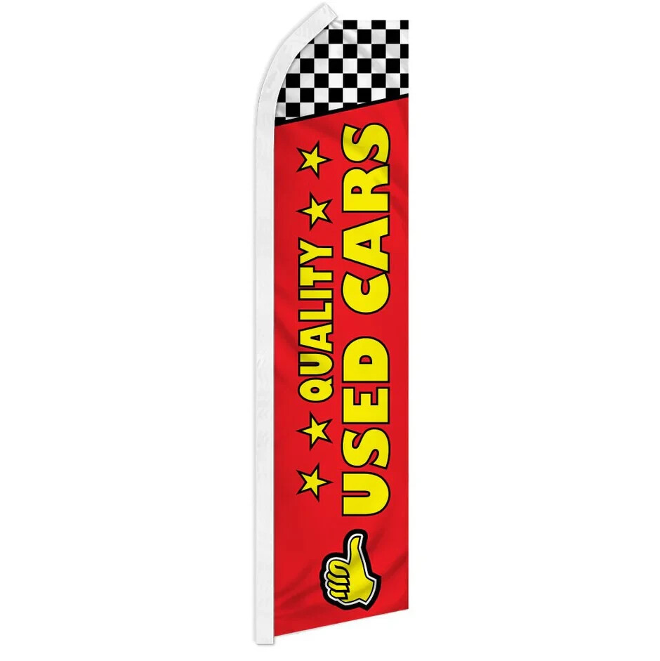 Quality Used Cars (Red) Swooper Advertising Banner Flag for UsedAuto Dealerships