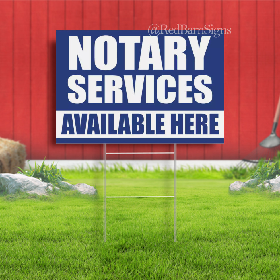 NOTARY SERVICES Lawyer Defense document Indoor Outdoor Yard Sign with metal