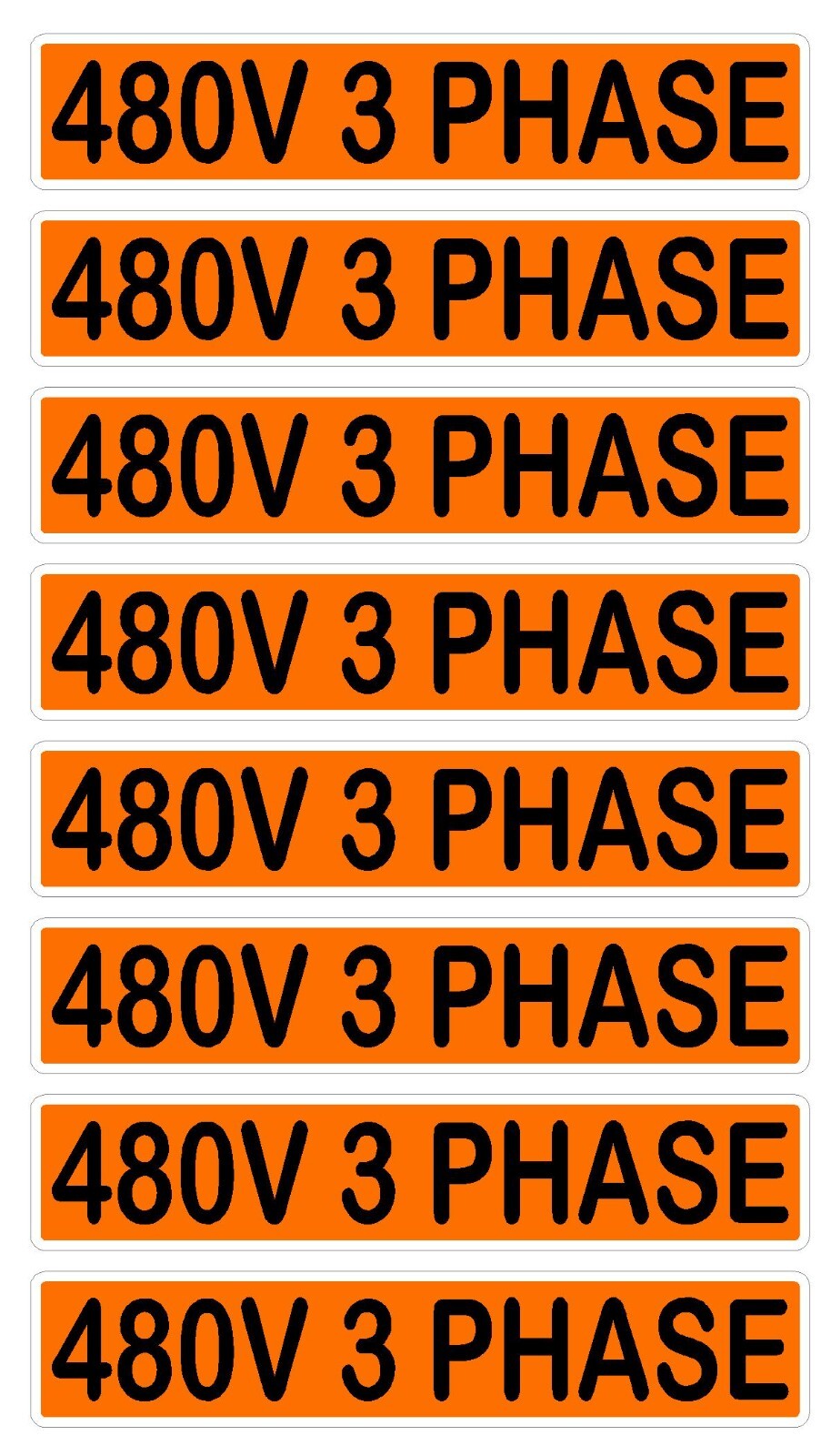 Conduit Line Marker Orange Black 110 115 120 208 220 240 480 Volt 3Phase Sticker
