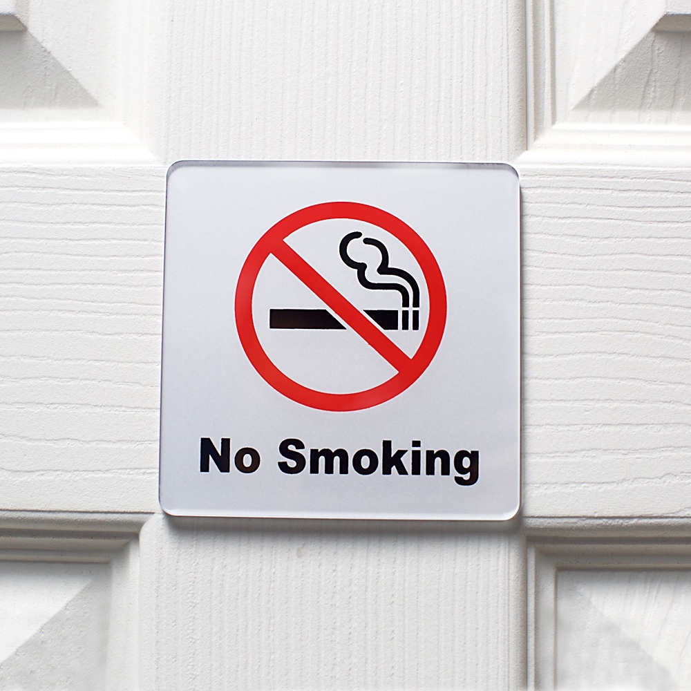 No Smoking Sign 4×4”(Acrylic-Classic) 3M Self Adhesive for Car, Indoor, Outdoor