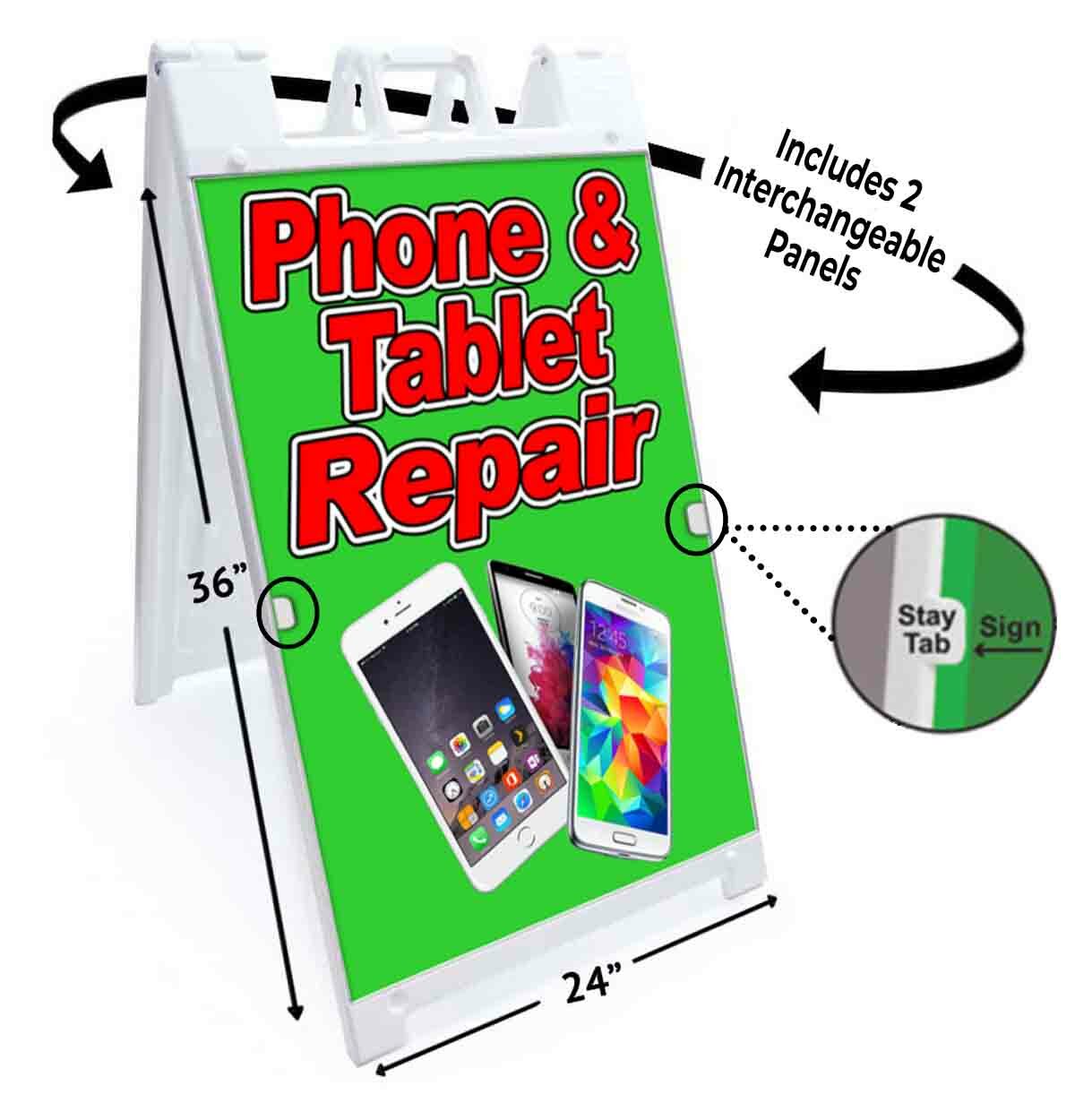 PHONE & TABLET REPAIR Signicade 24×36 Aframe Sidewalk Sign Banner Decal