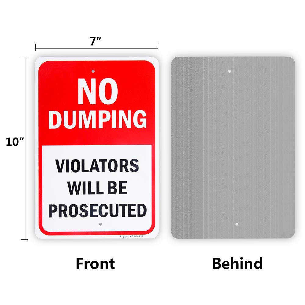 2 Pack No Dumping Sign, 10x 7 .04 Aluminum Sign Rust Free Aluminum-UV Protec
