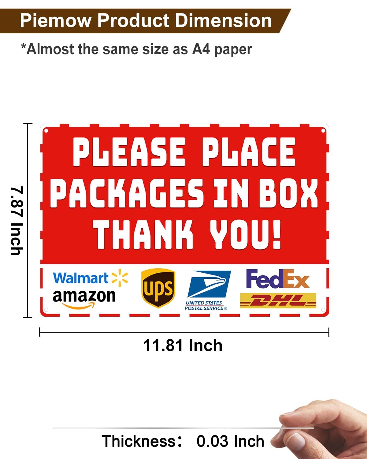 Package Delivery Metal Sign, Please Place Packages in Box Thank You, Waterpro…