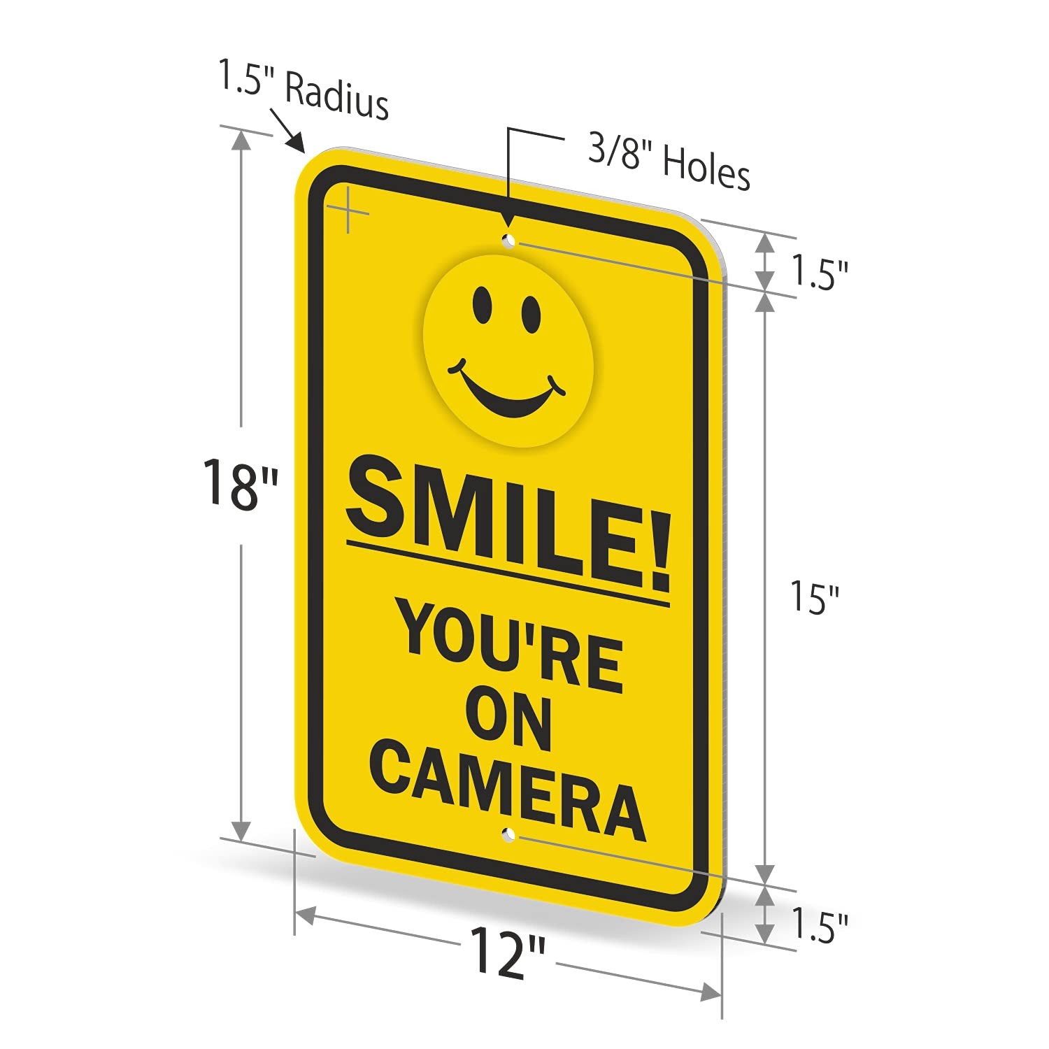 Smile You’re On Camera Sign 12×18 inch Aluminum Security Warning Sign