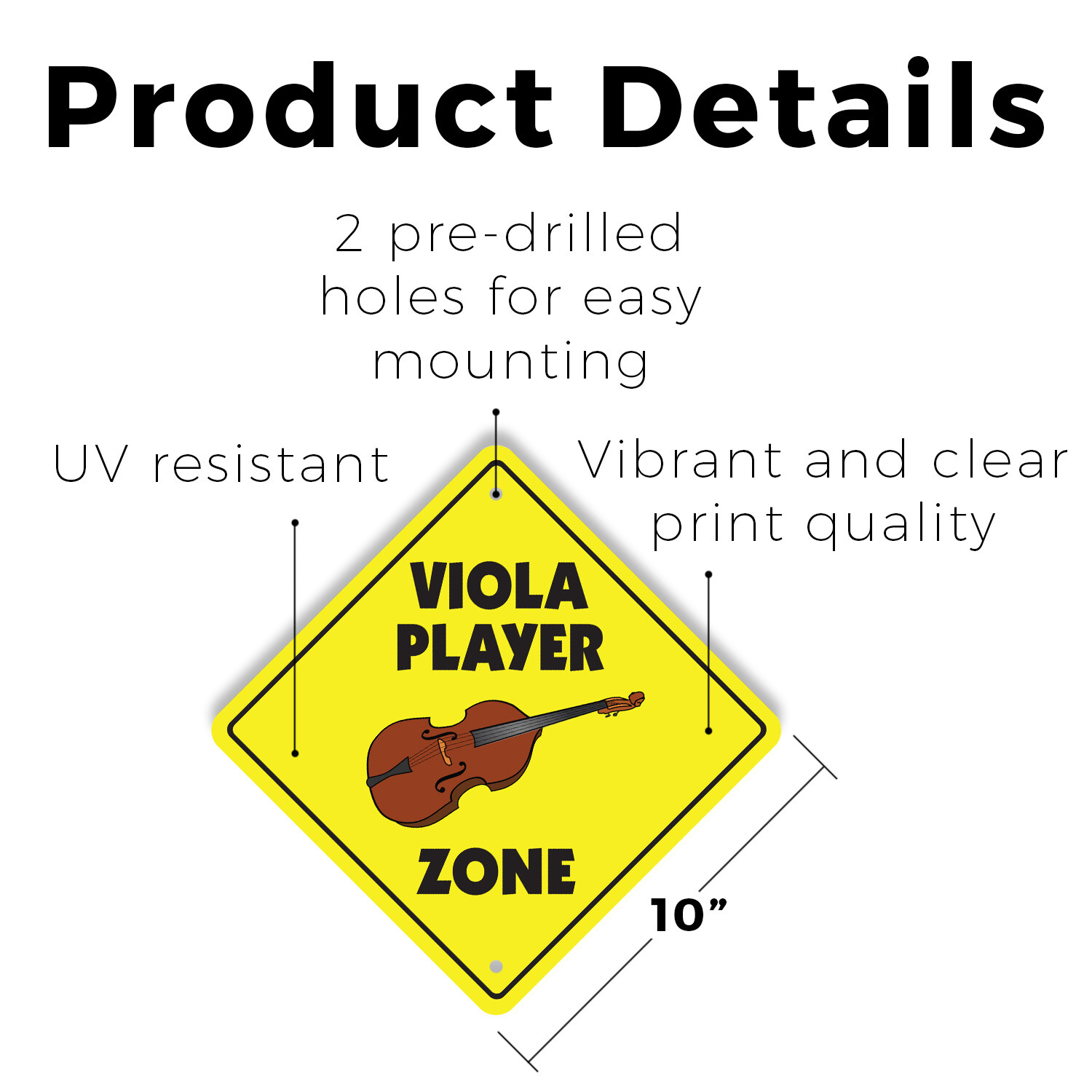 Viola Player (3 Pack) Plastic Street Sign Crossing Warning Vintage Rustic Beware