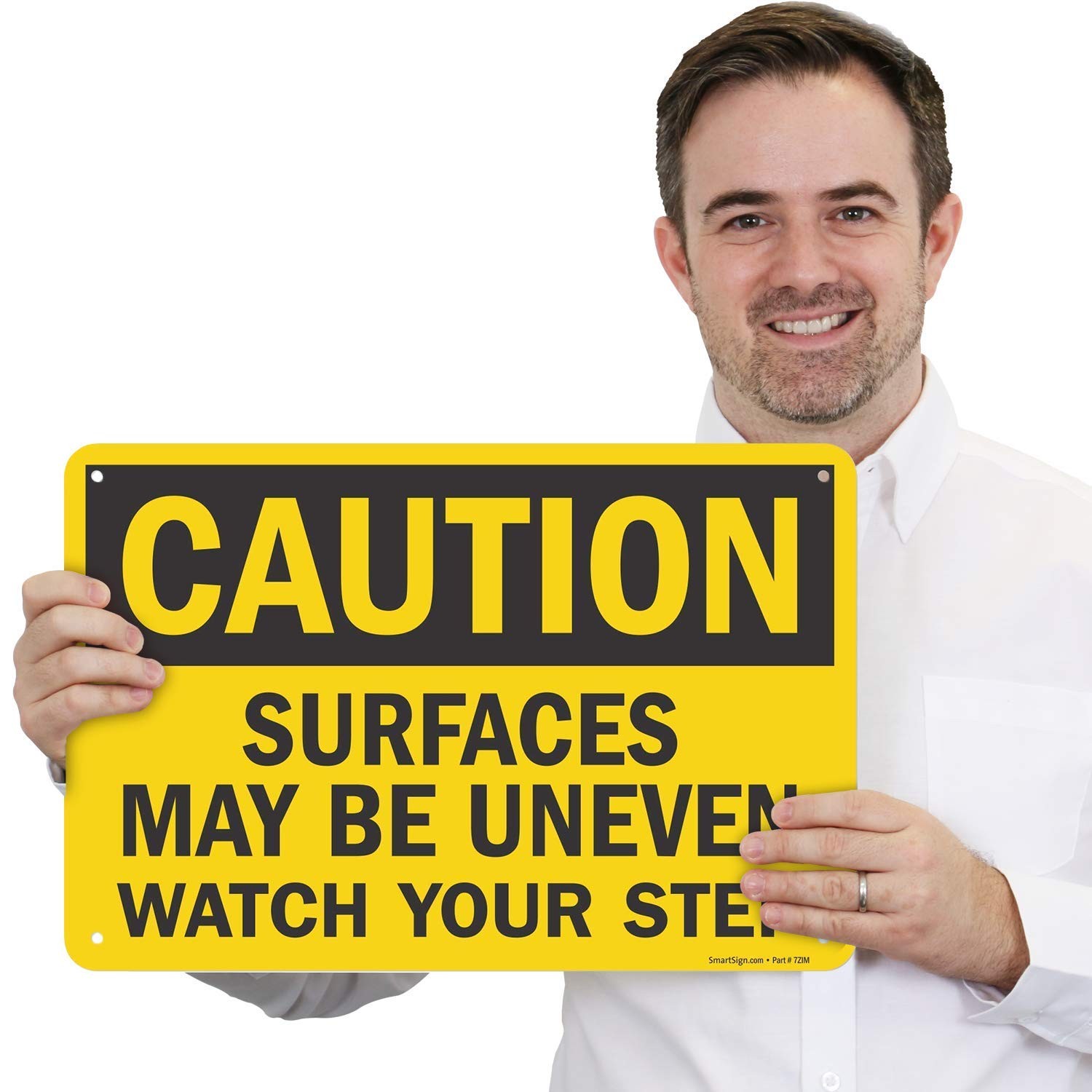 Caution Uneven Surfaces Watch Your Step Sign 12×18 Inch Aluminum Plaque Set