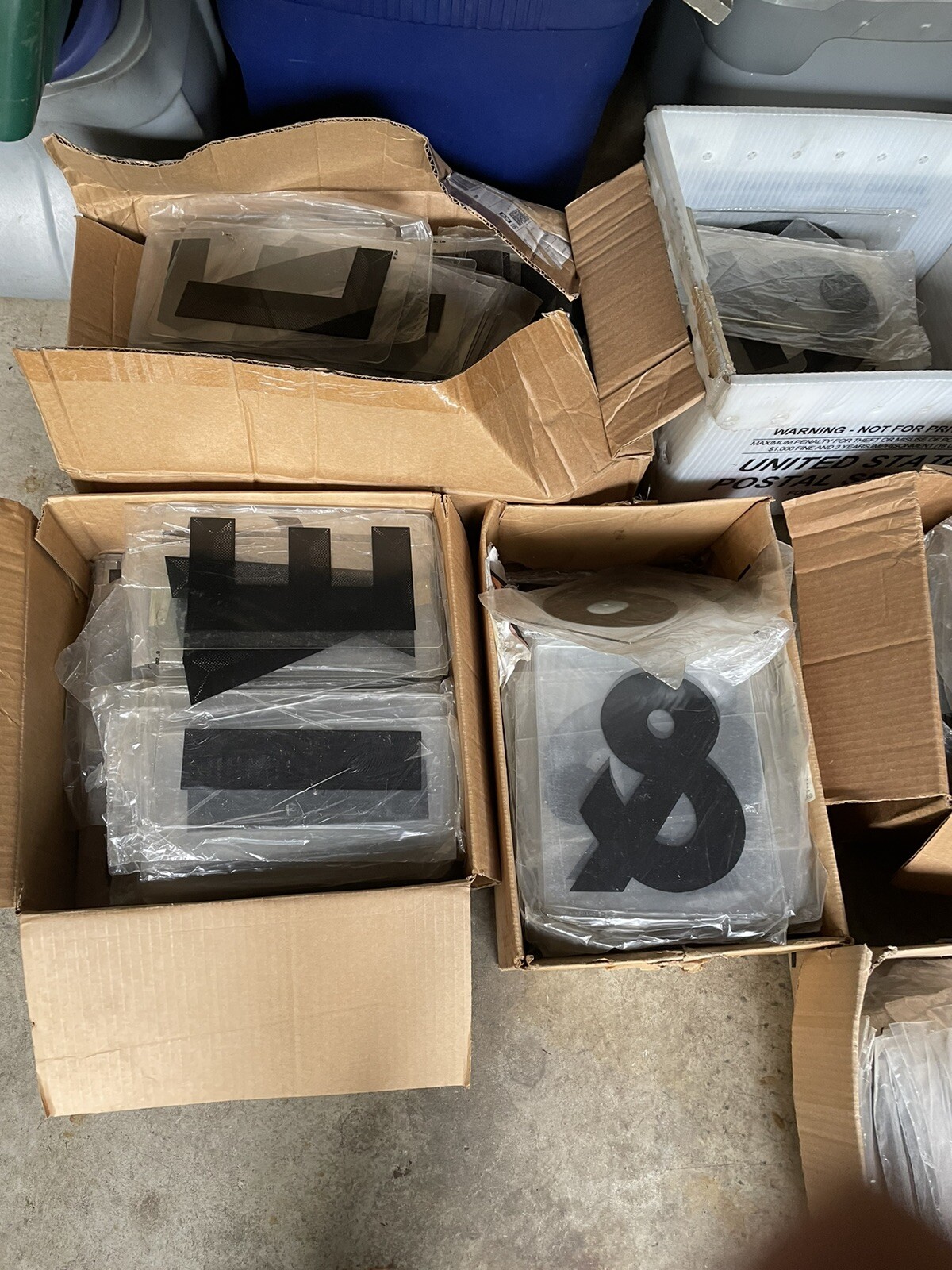 10 Boxes Of Vintage Plastic Sign Letters , Nos, Etc. Few Sizes Mostly Large