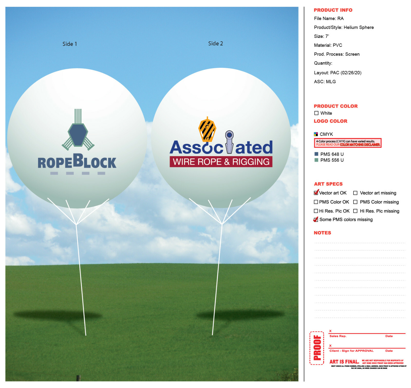 7 Foot Vinyl Helium Advertising Inflatable with Digital Multi Color Logo