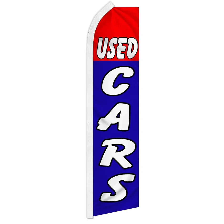 Used Cars (Red & Blue) Swooper Advertising Banner Flag for Used Autos Dealership