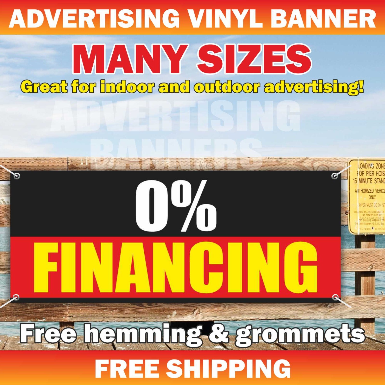 0% FINANCING Advertising Banner Vinyl Mesh Sign Credit Cash Receipt Pawn Shop