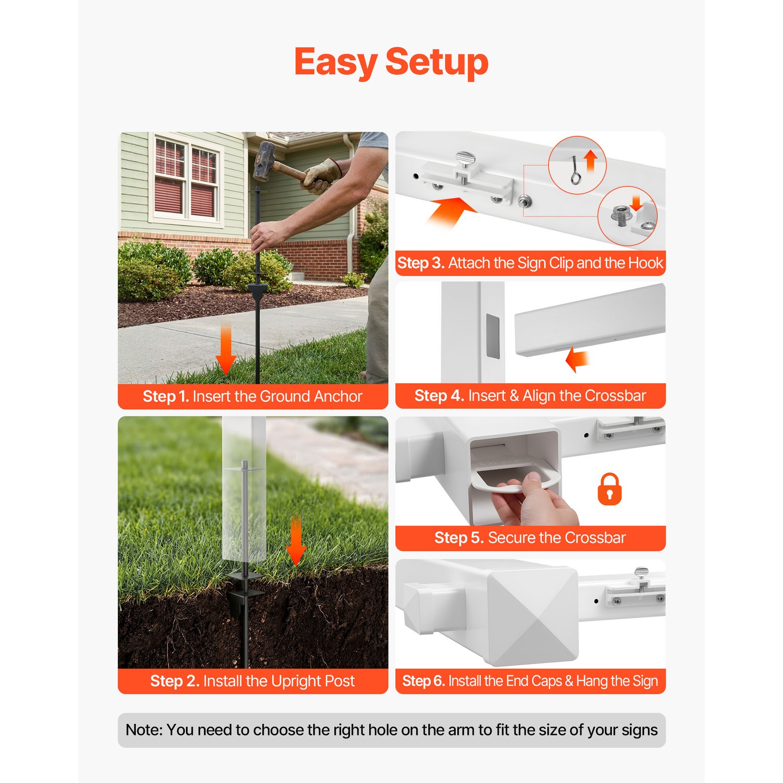 Uimoso 6′ UPVC Real Estate Sign Post Open House Yard Home for Sale White W/Stake