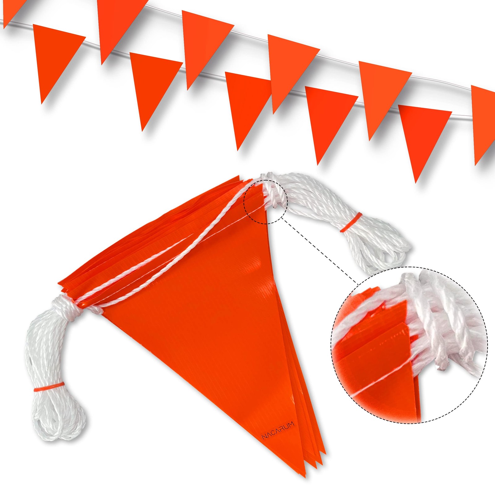 Orange Perimeter Marking Flags 102ft 45 Pennant OSHA Hazard Traffic Control