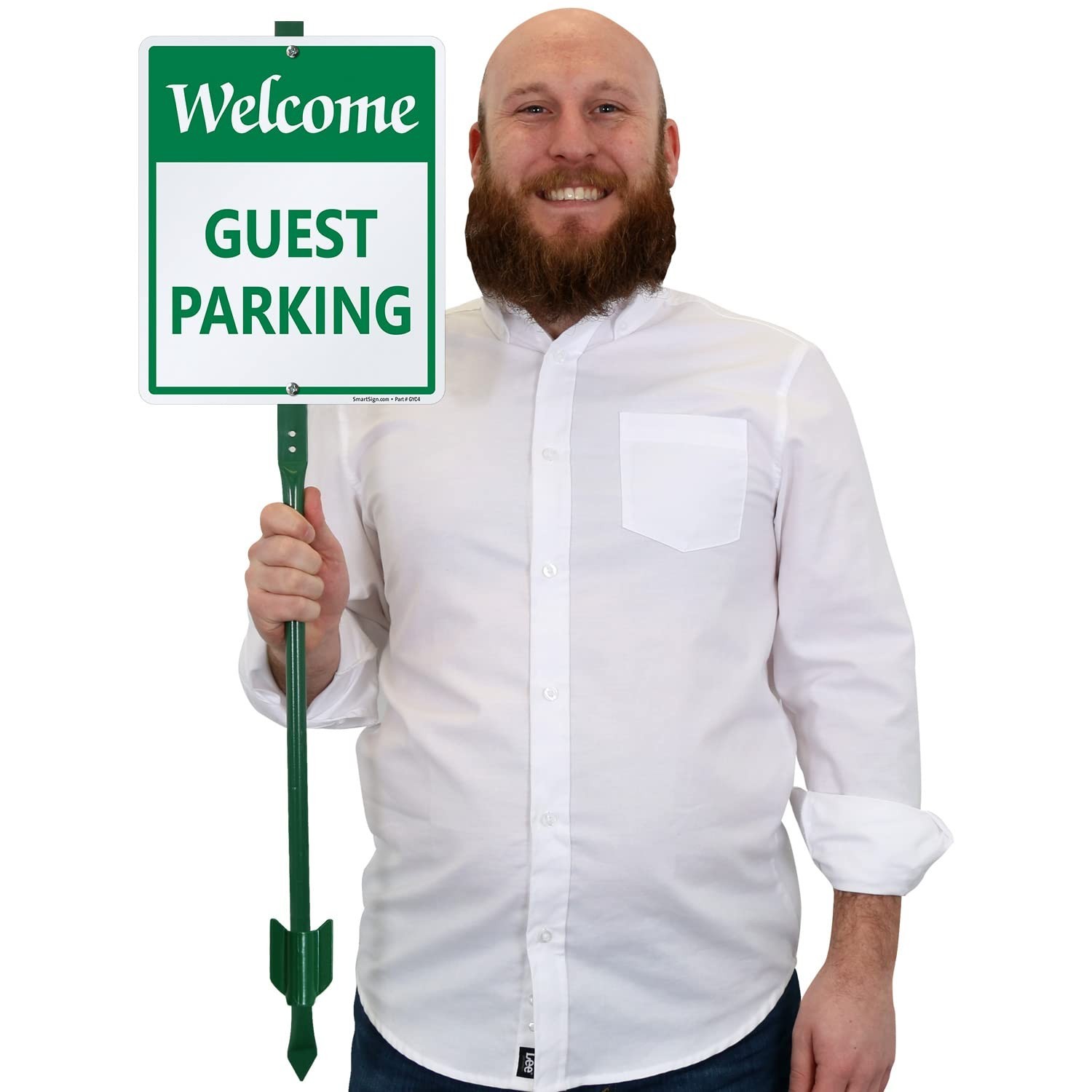 SmartSign 12 x 10 inch â€œWelcome – Guest Parkingâ€? Yard Sign with 3 foot Stake