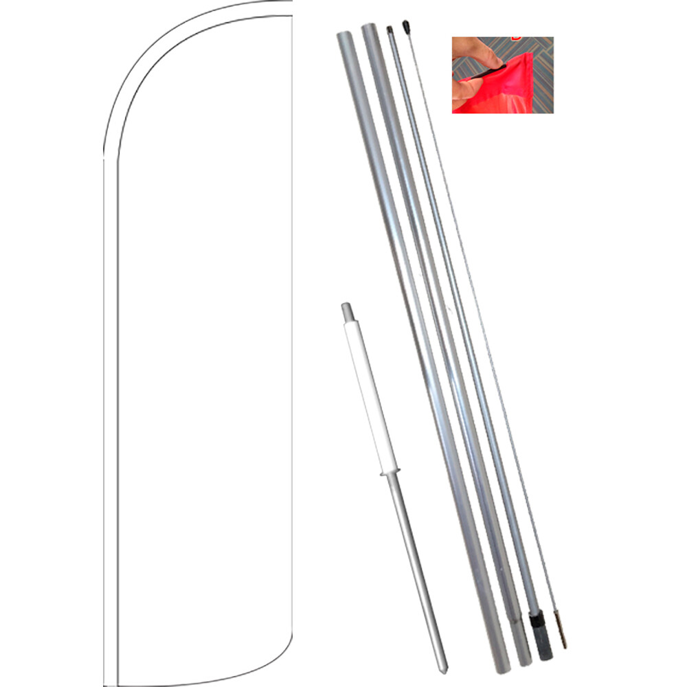 Solid White Windless Feather Flag Bundle (Complete Kit) OR Optional Replacement