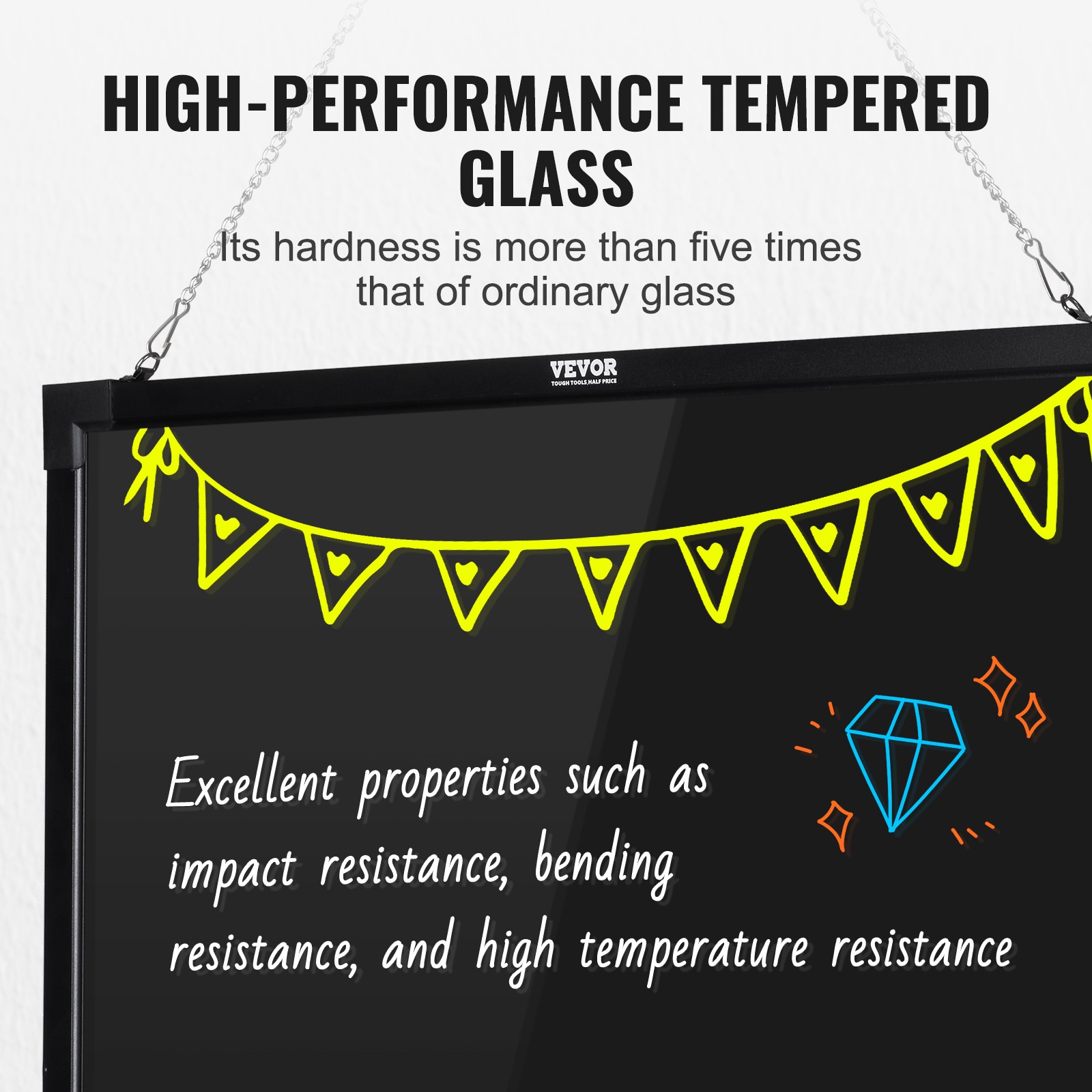 VEVOR LED Message Writing Board 32″x24″ Illuminated Erasable Lighted Chalkboard