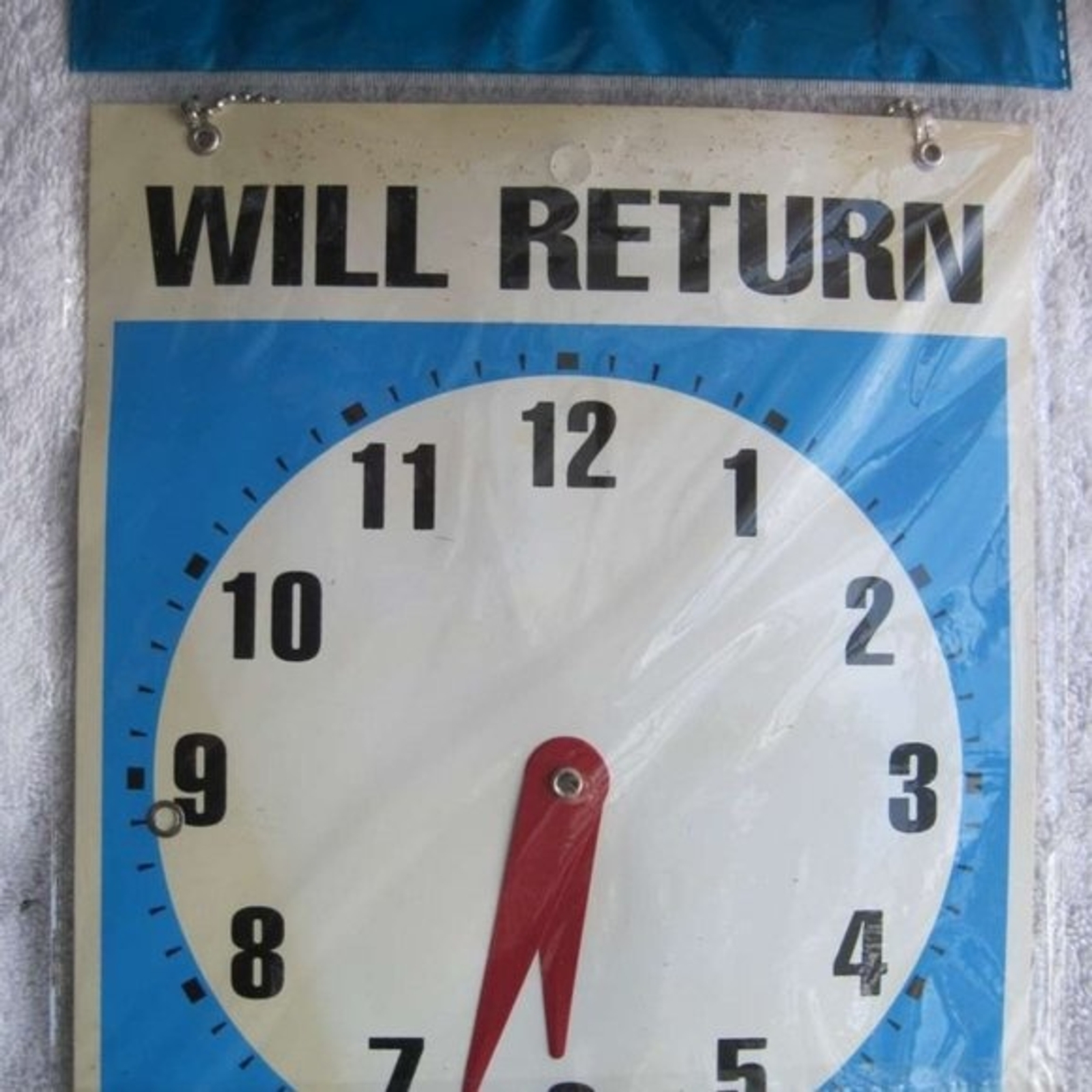 Bazic Rectangular Open Come In Will Return Adjustable Clock Sign Chain 9 x 7.5 “