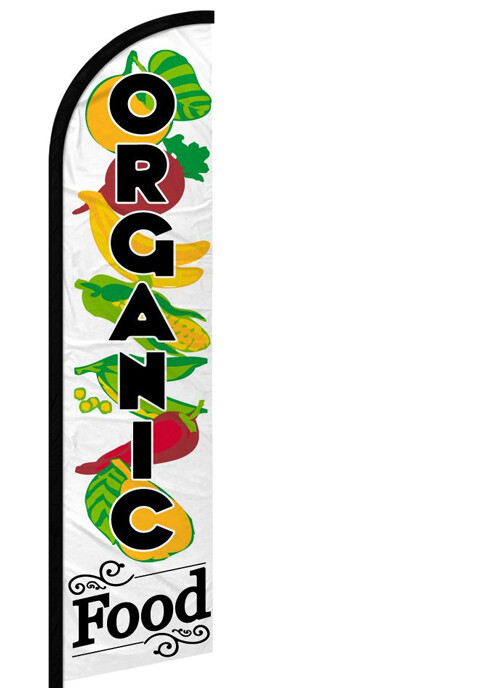 ORGANIC FOOD Windless Swooper Feather Flag 2.5×11.5 ft Tall Large Banner Sign wf