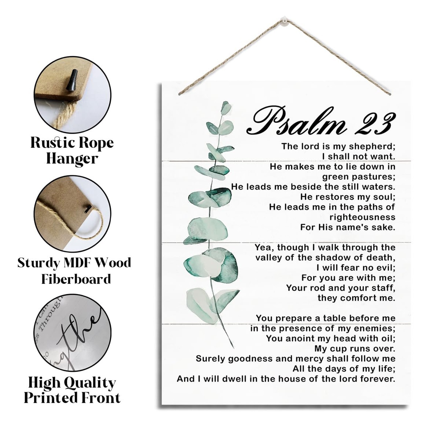 Rustic Hanging Wood Plaque – Psalm 23 Sign, Modern Farmhouse & Home Office De…