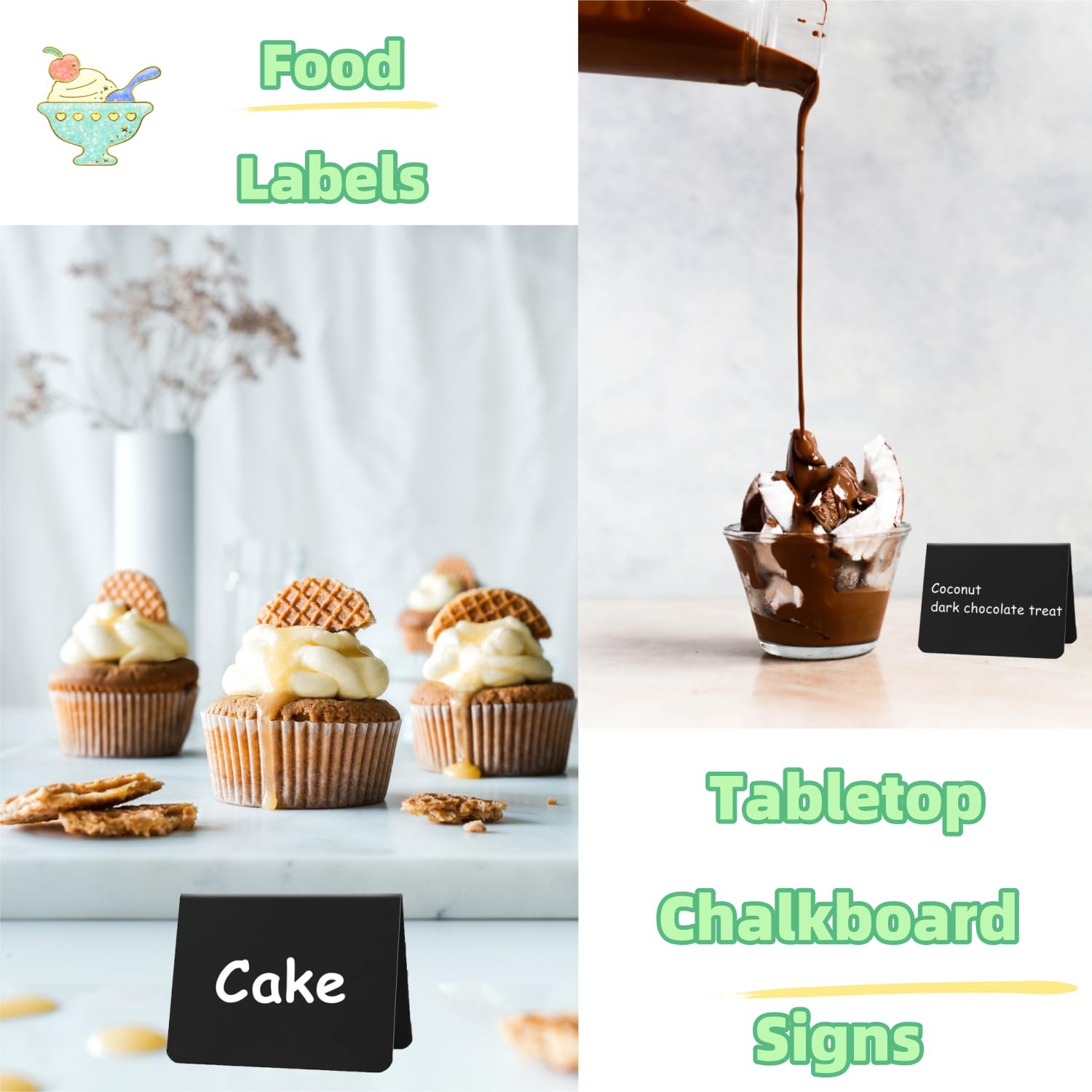 20PCS Mini Chalkboard Signs for Food, Reusable and Reserved Table Signs, Food
