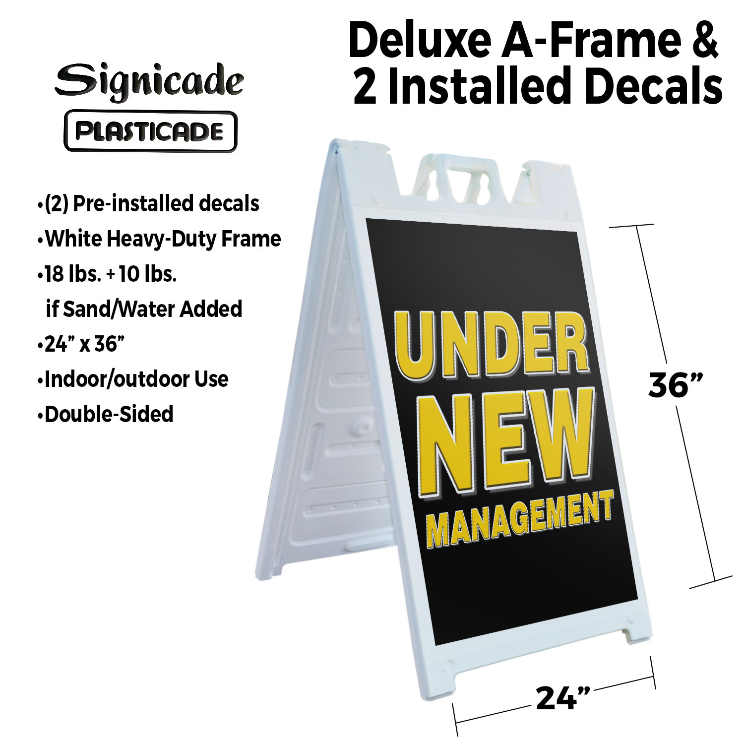 Under New Management Heavy Duty A-Frame Sidewalk Sign Business Promotions New