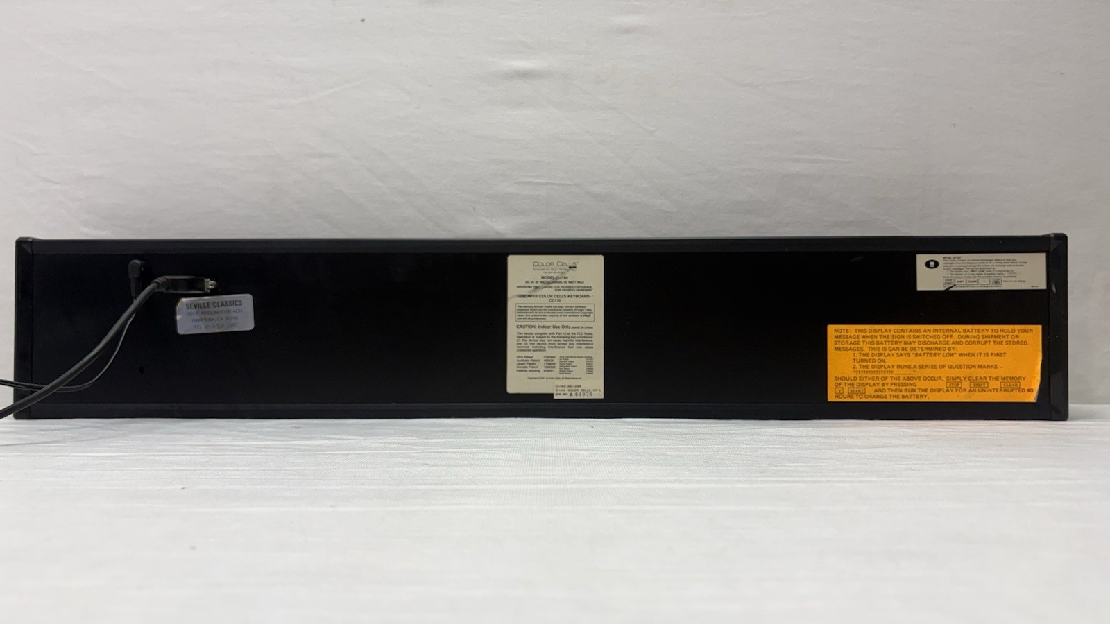 Vintage Color Cells LED Moving Message Sign CC784 Seville Classics Remote Power
