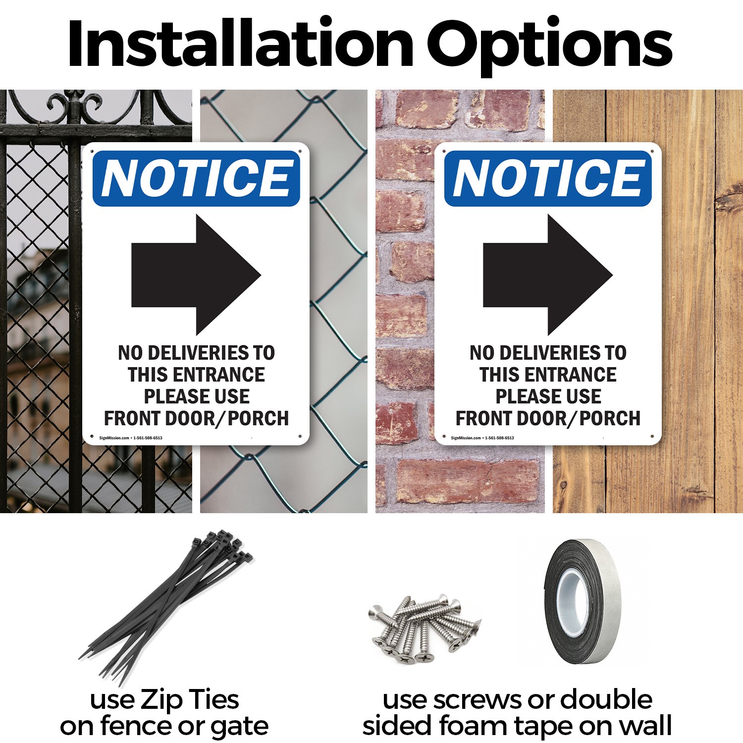 (2 Pack) No Deliveries To This OSHA Notice Sign Decal Metal Plastic