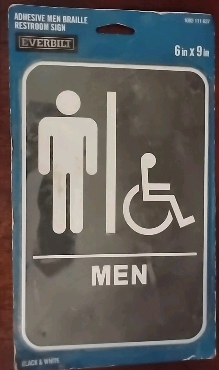 Everbilt 6 in. x 9 in. Men with Handicap Accessible Symbol Acrylic Restroom Sign