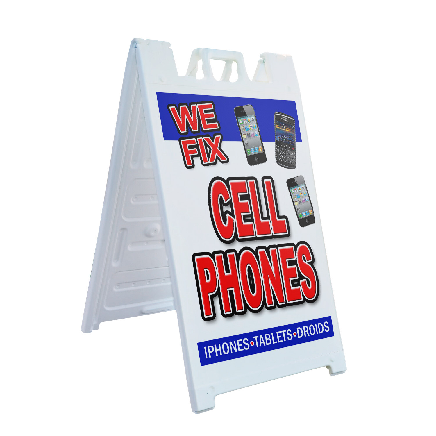 A-frame Sidewalk We Fix Cell Phones 24″ x 36″ Double Sided A-Frame Sidewalk Sign