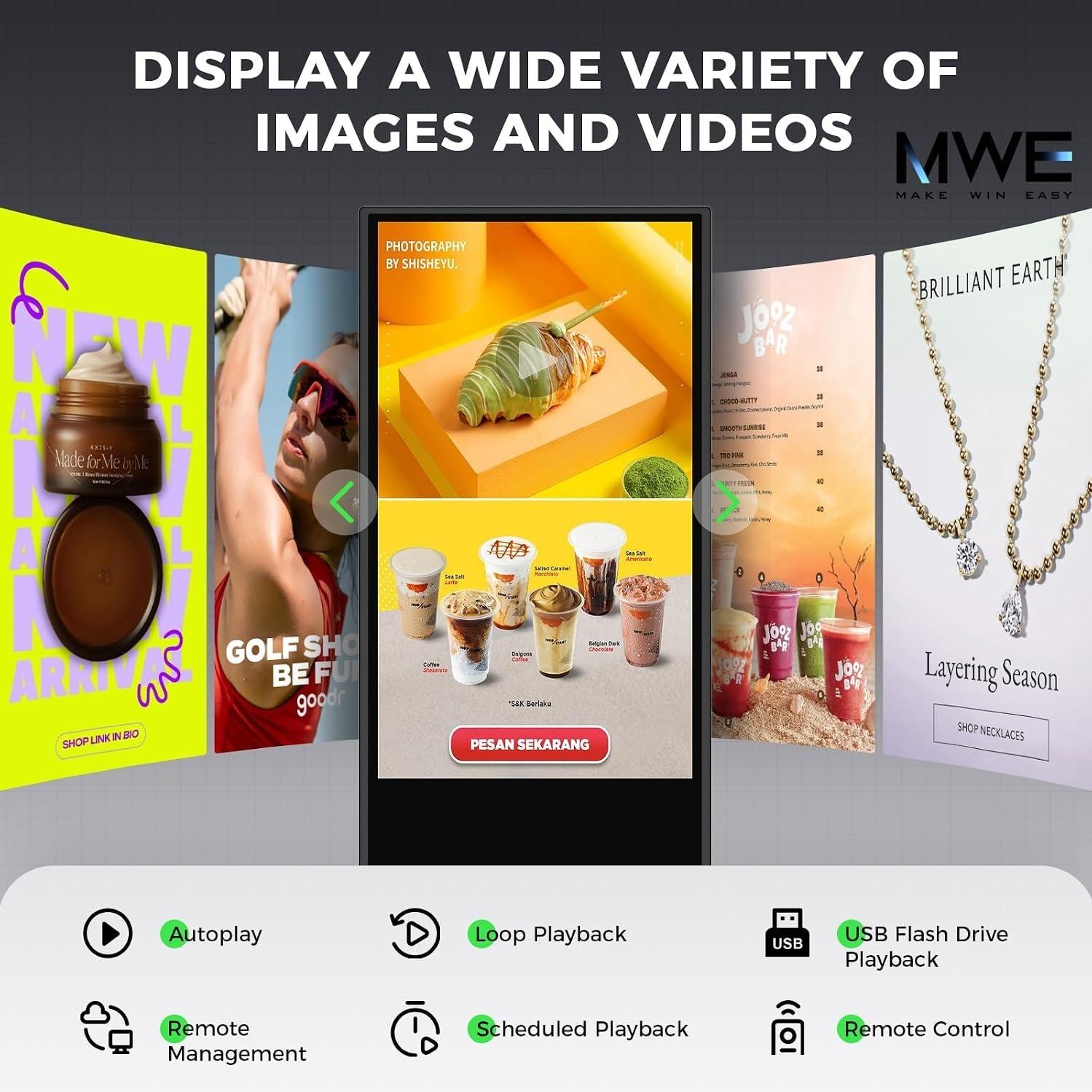 32 Inch Indoor Digital Signage Ultra HD Advertising Display Kiosk