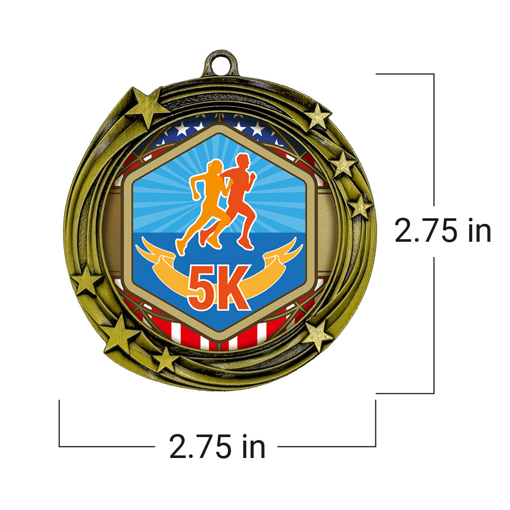 All Quality Stars Design 5k Medal,High Quality Metal Medal – 1st, 2nd, 3rd Place