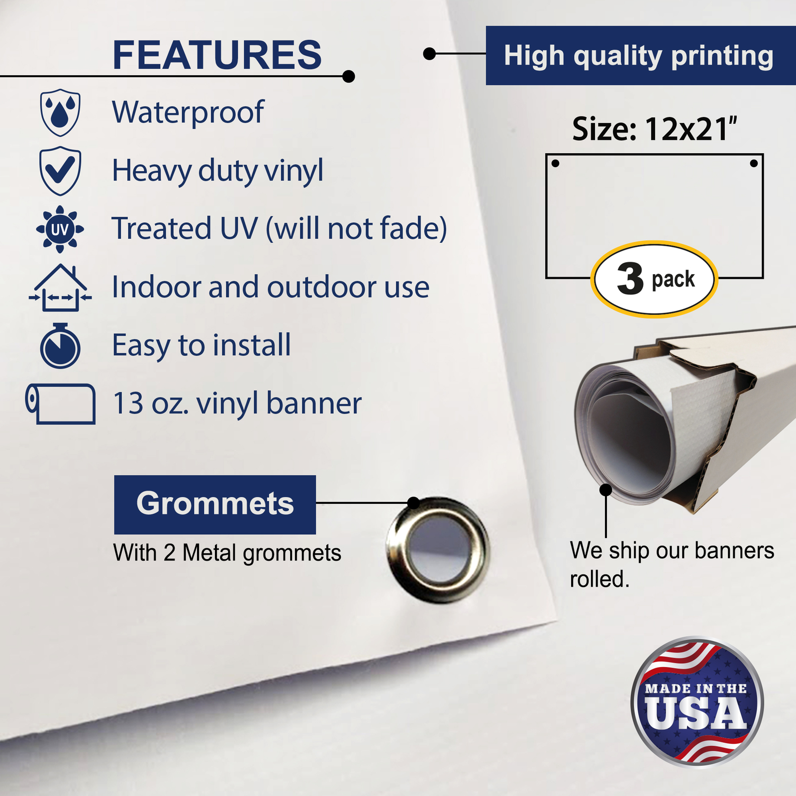 Greenyef Graphics For Sale 13 oz Heavy Duty Vinyl Banner 3 Pack 12×21″ Red/White