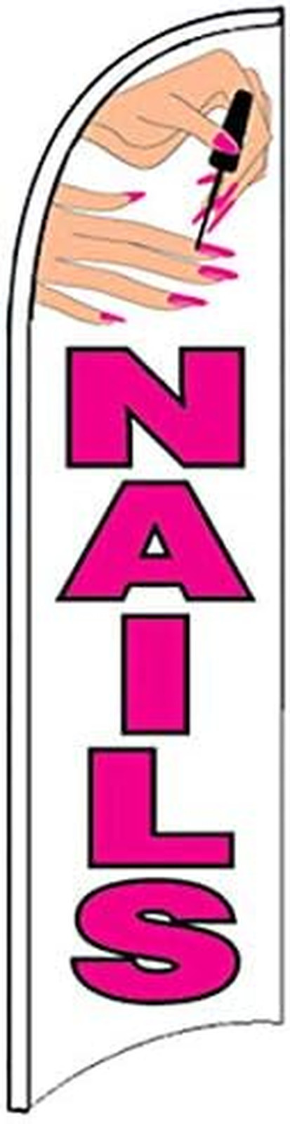 Nails – Windless Swooper Flag Feather Banner Sign 2.5X11.5 Ft Tall (Flag Only) W