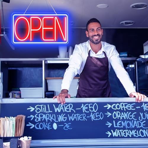 16.5″ X 9″ LED Neon Open Signs for Business -12V/2A Ultra Bright Sign Restaurant