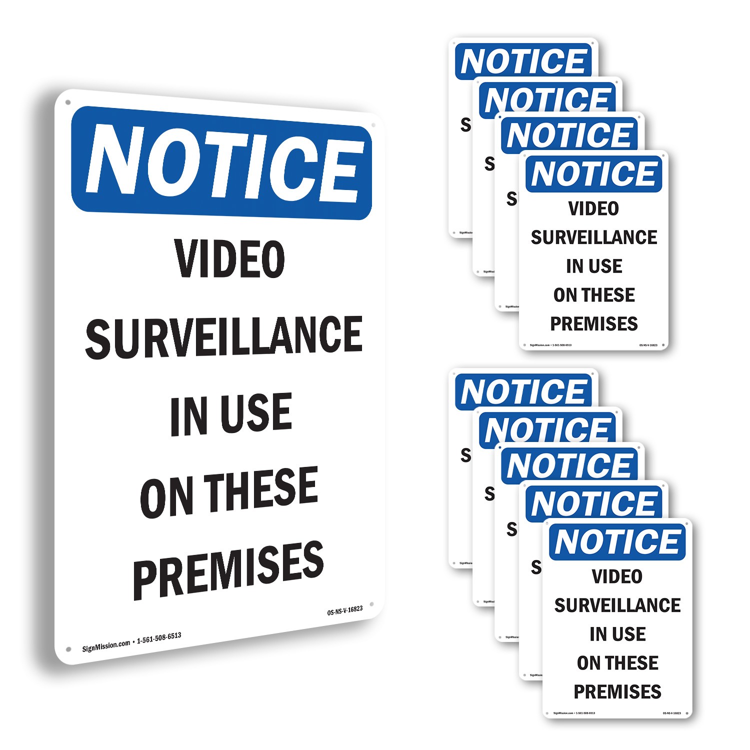 Video Surveillance In Use OSHA Notice Sign Metal Plastic Or Decal – 5 or 10 Pack