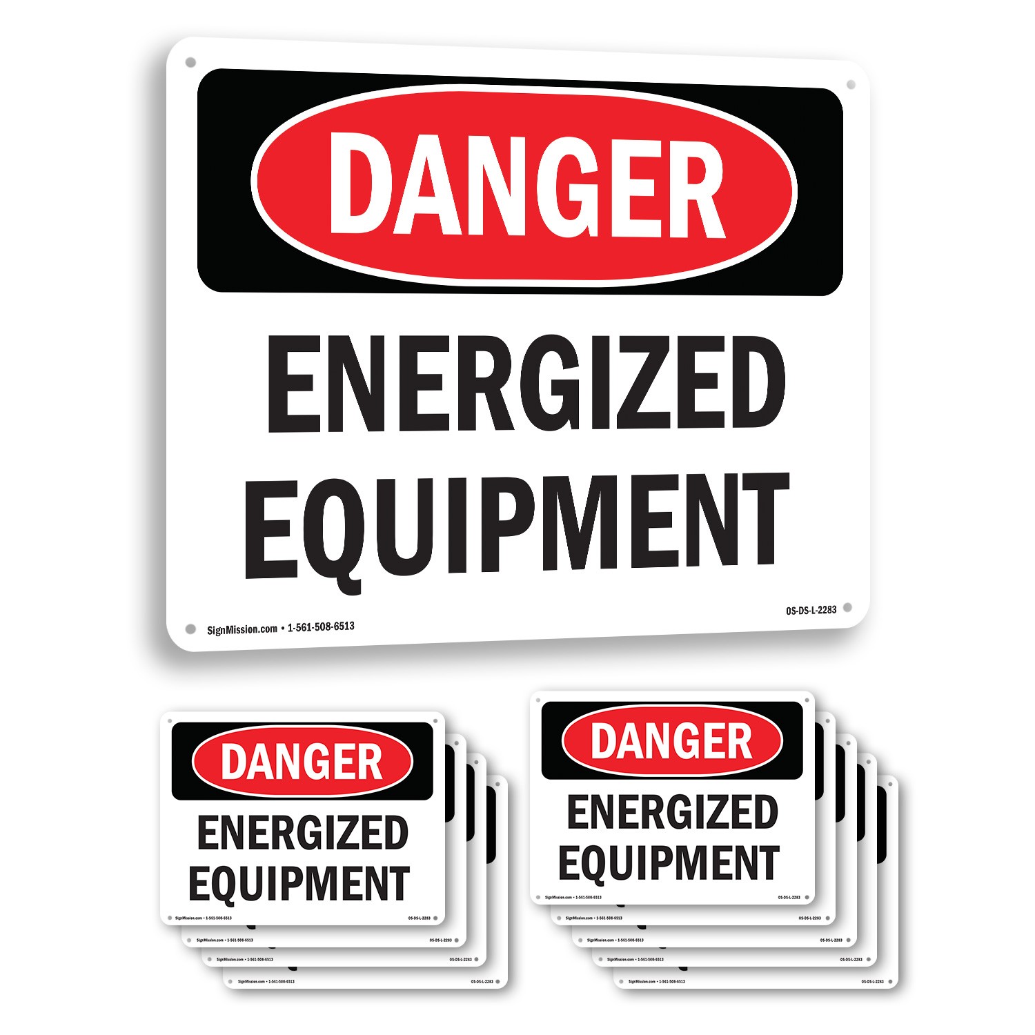 Energized Equipment OSHA Danger Sign Metal, Plastic, Or Decal – 5 or 10 Pack