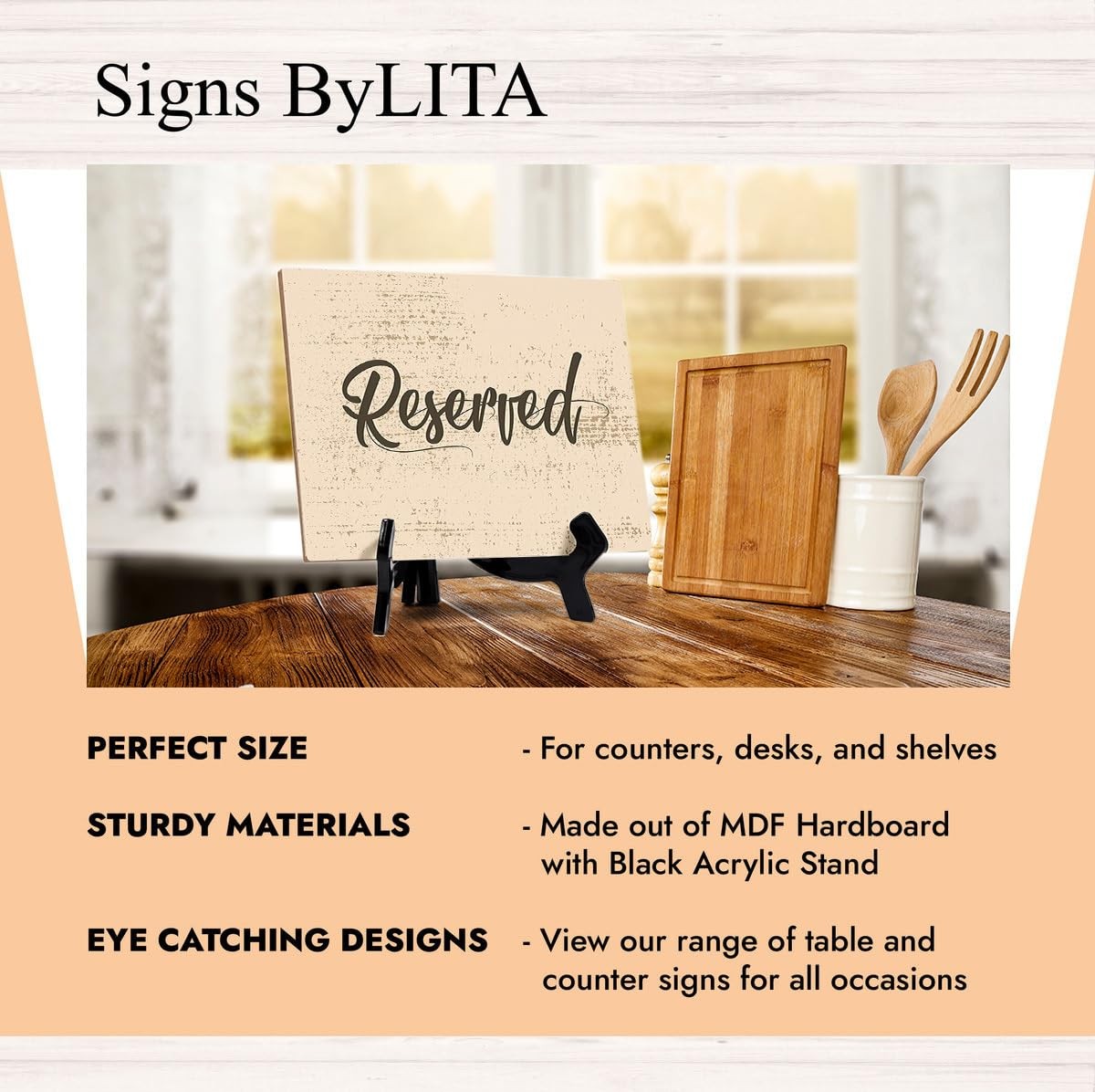 6×8 Inch Reserved Table Sign with Easel Stand for Wedding Restaurant Event