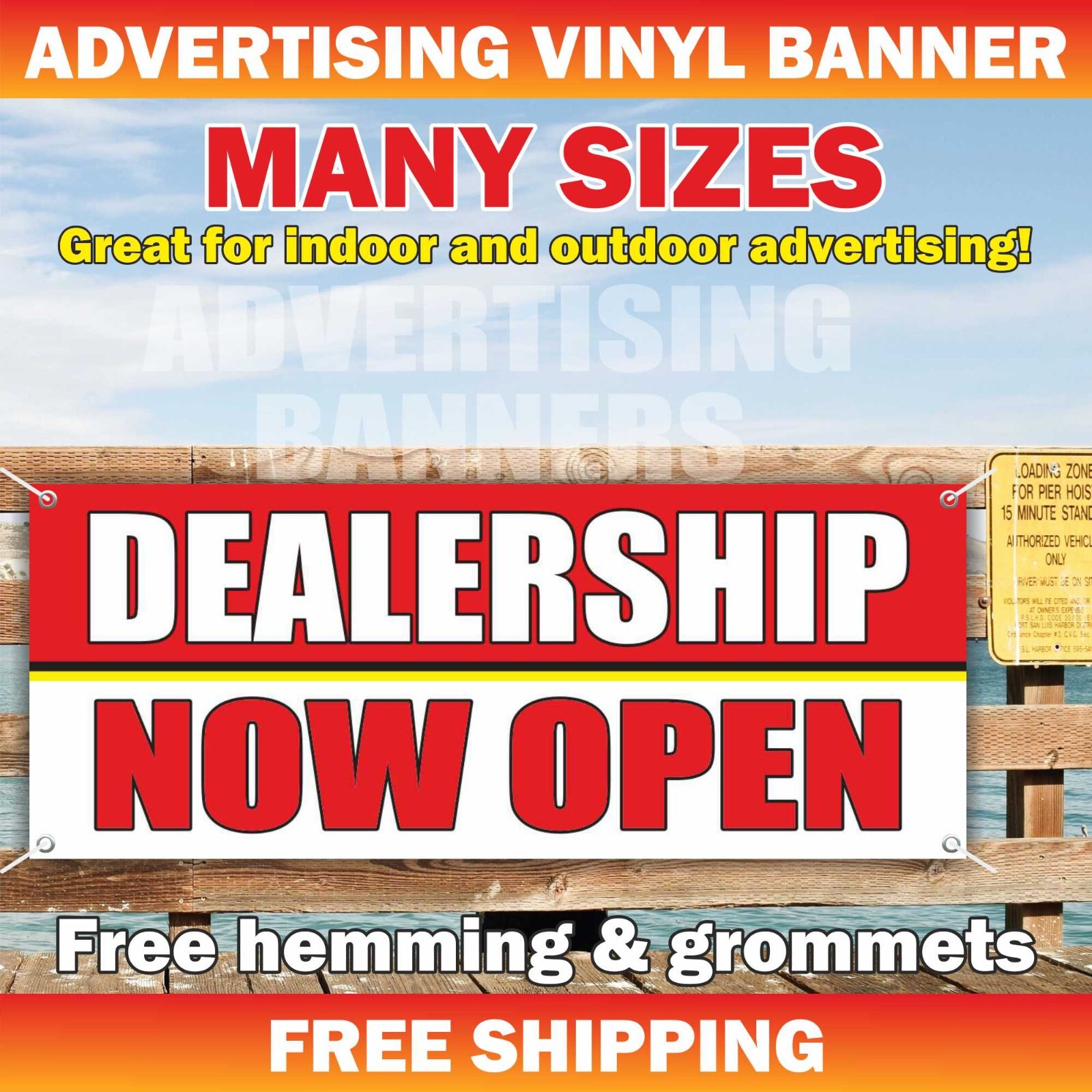 DEALERSHIP NOW OPEN Advertising Banner Vinyl Mesh Sign car pre-owned auto repair