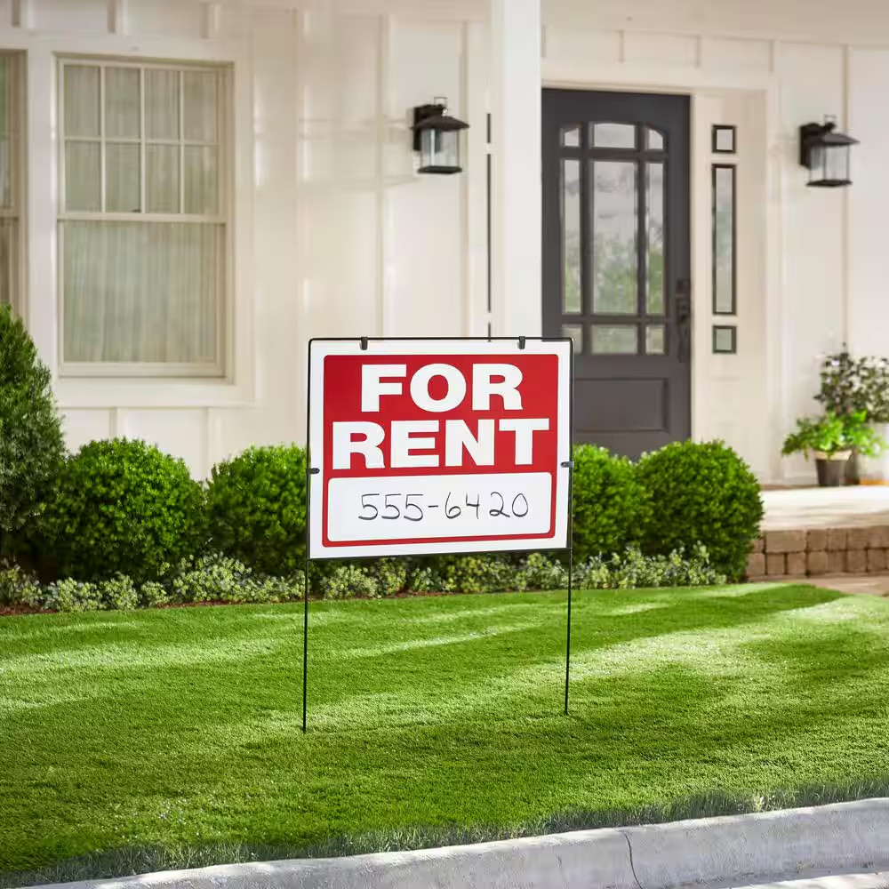 18 In. X 24 In. Plastic for Rent Yard Sign and Holder