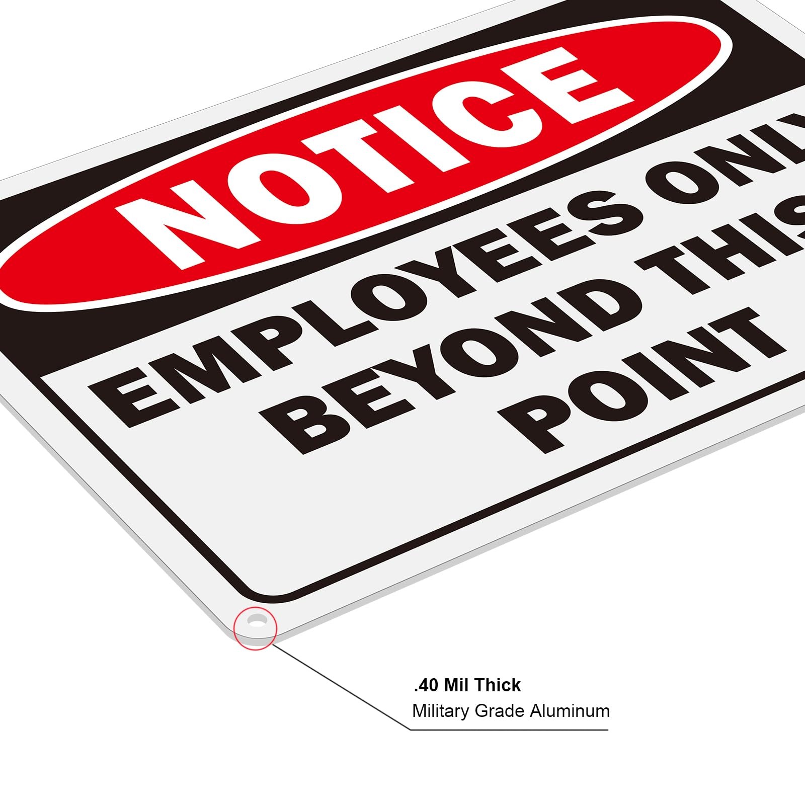 4 Pack Employees Only Beyond This Point Signs, 10×7 inches Aluminum Notice- E…