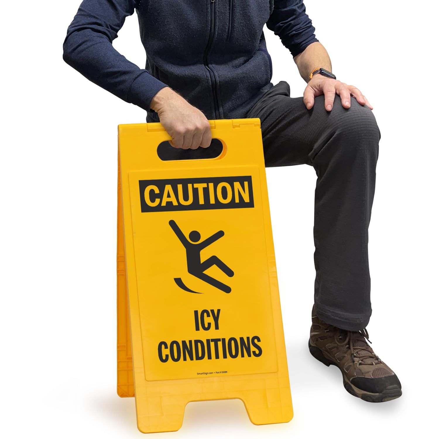 25×12 Inch Caution Icy Conditions TwoSided Folding Floor Sign 1 PC