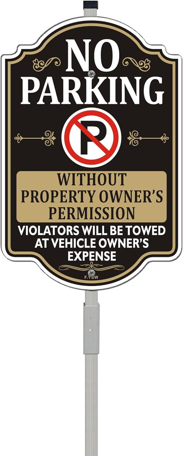 No Parking Without Permission Sign with Metal Stakes – 12″ x 8