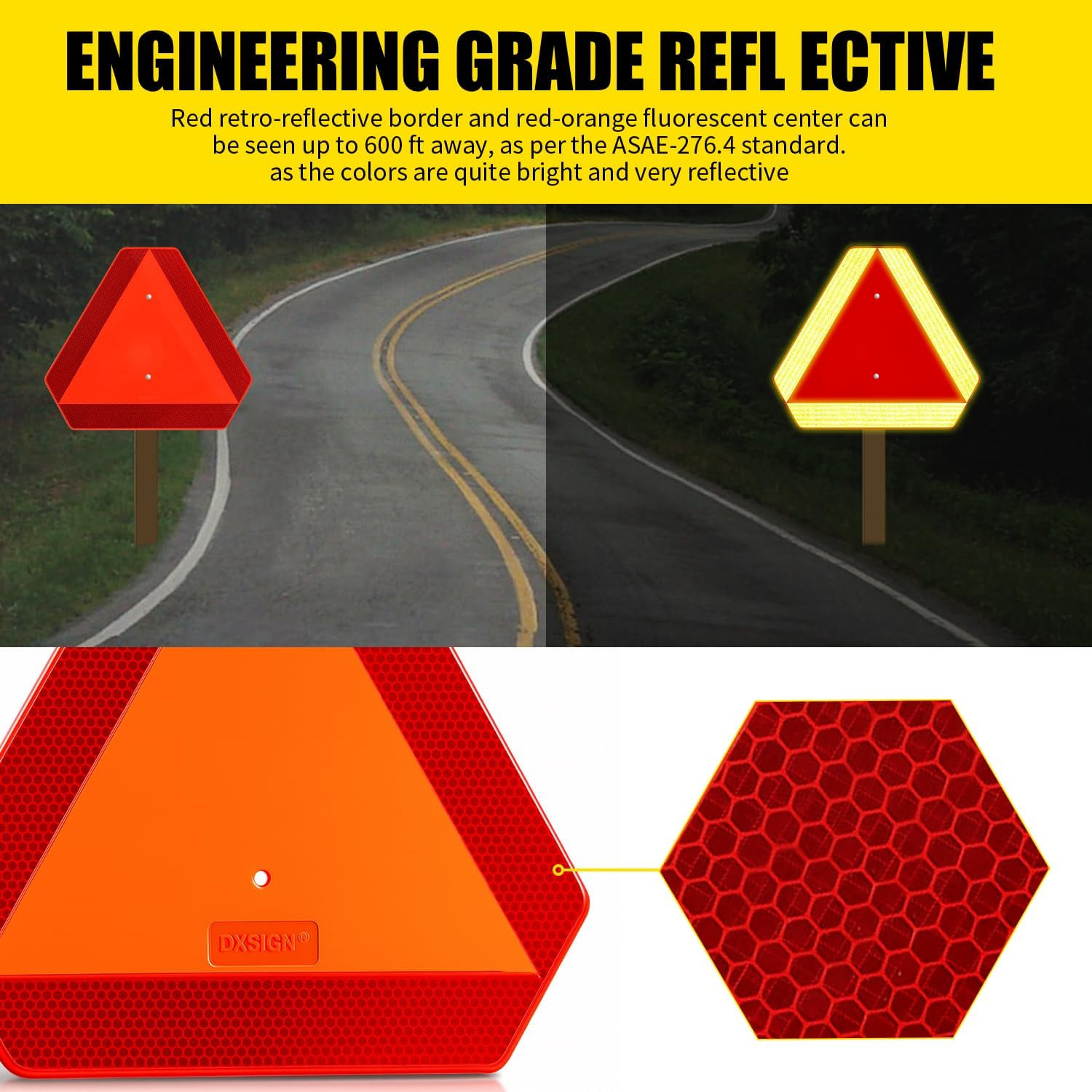 Slow Moving Vehicle Sign, Plastic DOT Slow Moving Vehicle Triangle Signs, SMV Si